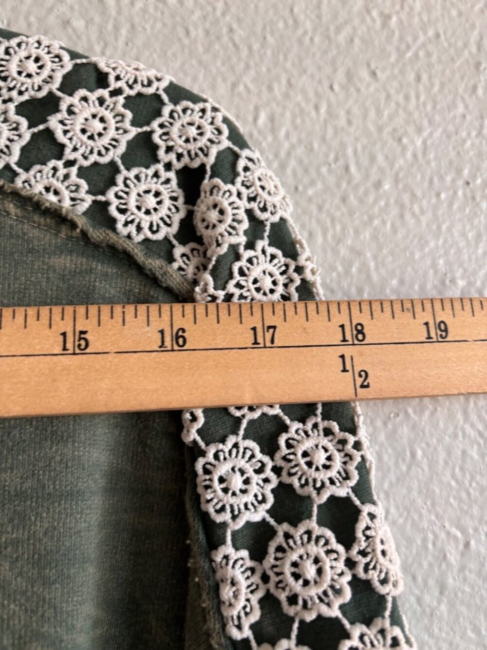 J. Her Green Mineral Wash Boho Oversized Sweatshirt With Lace Accent Sleeves - Picture 6 of 11